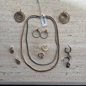 Mixed Metal Gold Silver 6-piece Earring Necklace Bundle